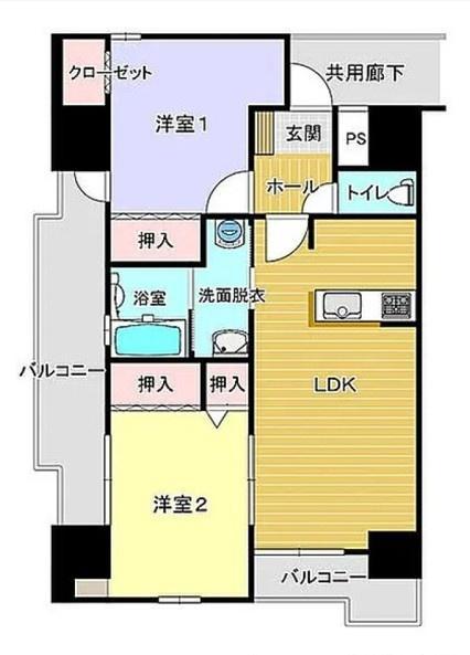 パワーステージ中村(2LDK/7階)の間取り写真