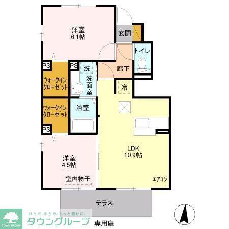 クレール(2LDK/1階)の間取り写真
