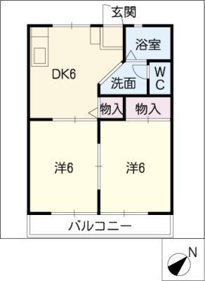 サンライフ服部(2DK/1階)の間取り写真