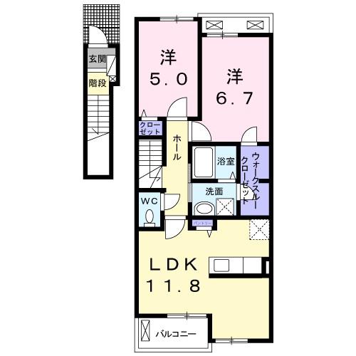 ラミーナI(2LDK/2階)の間取り写真