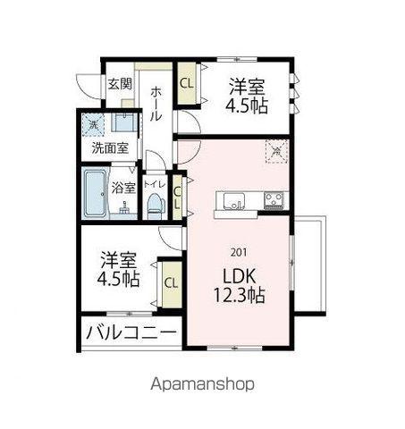 ブルーム武蔵中原(2LDK/2階)の間取り写真