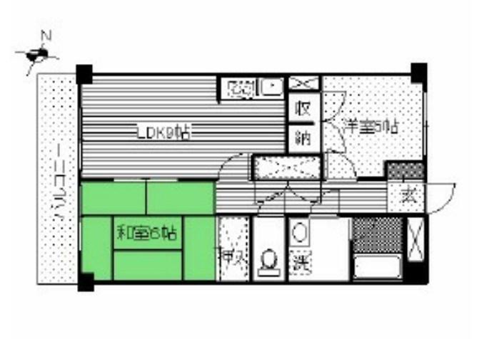 天王町ビーンズマンション(2LDK/4階)の間取り写真