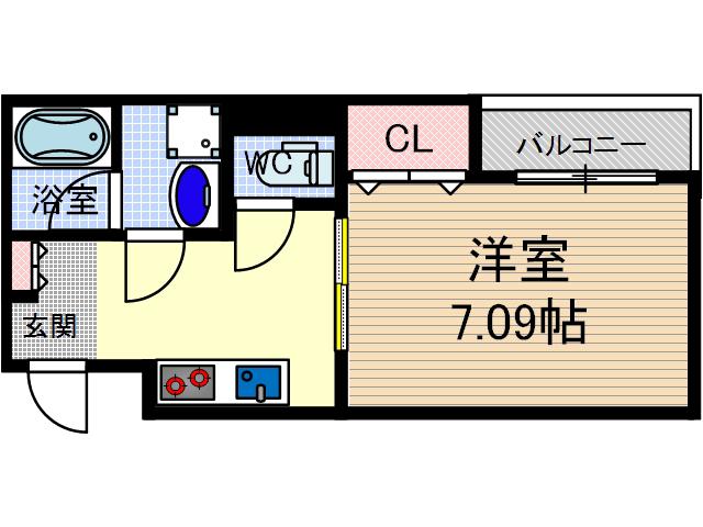 TJ MODERNO EIDAI(1K/5階)の間取り写真
