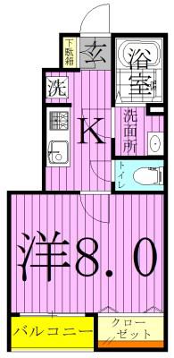 ウィッシュハイツⅡ(1K/1階)の間取り写真