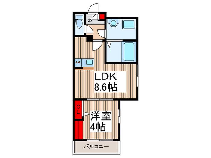 川口市鳩ケ谷緑町1丁目I(1LDK/1階)の間取り写真