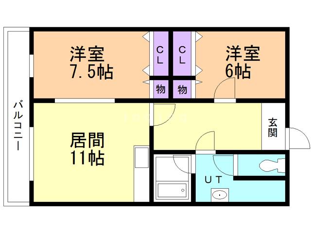 キャセロール青森(2LDK/1階)の間取り写真
