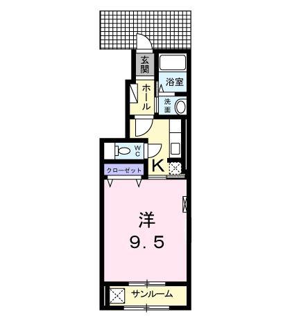 エクラVII(1K/1階)の間取り写真