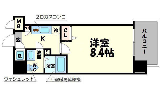 エスリード阿波座シティーウエストII(1K/3階)の間取り写真