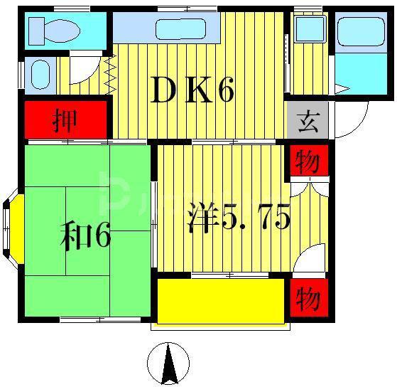 YSフローネ(2DK/2階)の間取り写真