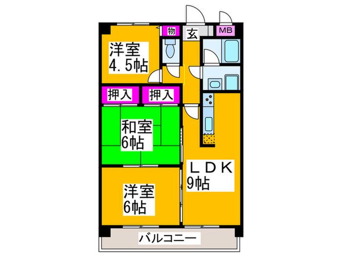 U・COURT 101(3LDK/2階)の間取り写真