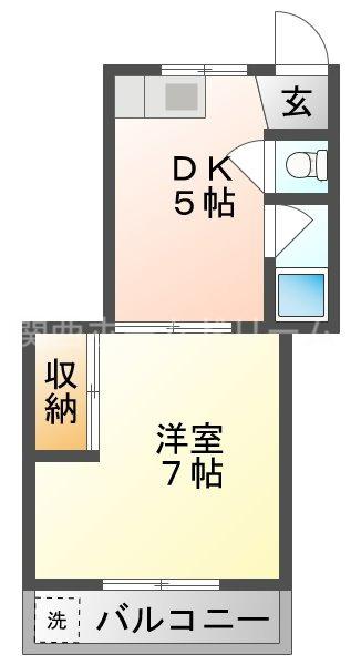 カトレアハイツ門真(1DK/2階)の間取り写真