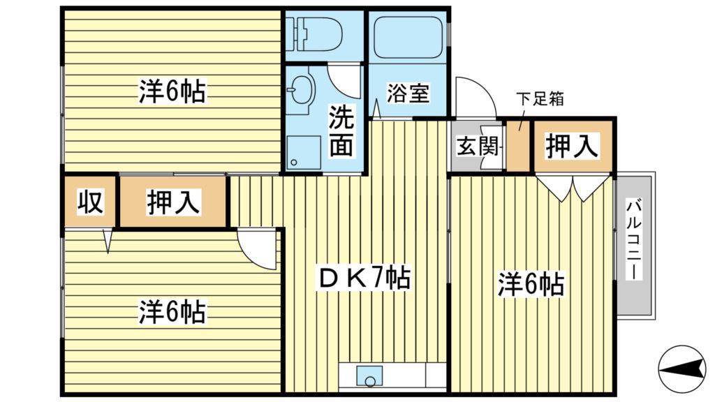 パルティール21(3DK/2階)の間取り写真
