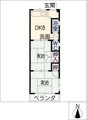 美園ビルマンション(2DK/3階)の間取り写真