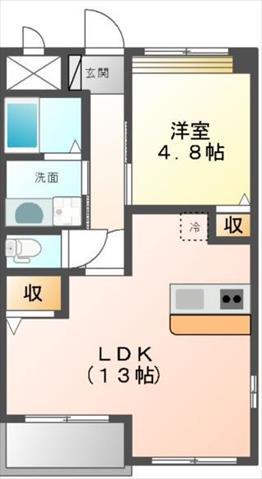 サニーコートM(1LDK/1階)の間取り写真