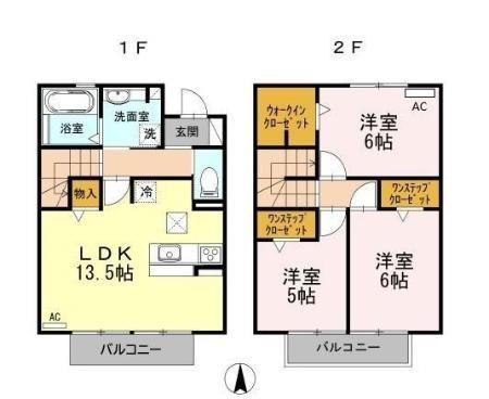 ラクロシェット(3LDK/1階)の間取り写真