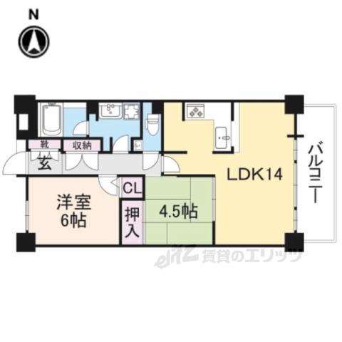 ベルヴィ高瀬川(2LDK/13階)の間取り写真