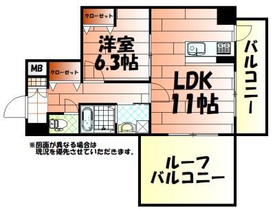 BERGAMOTTO三萩野(1LDK/7階)の間取り写真