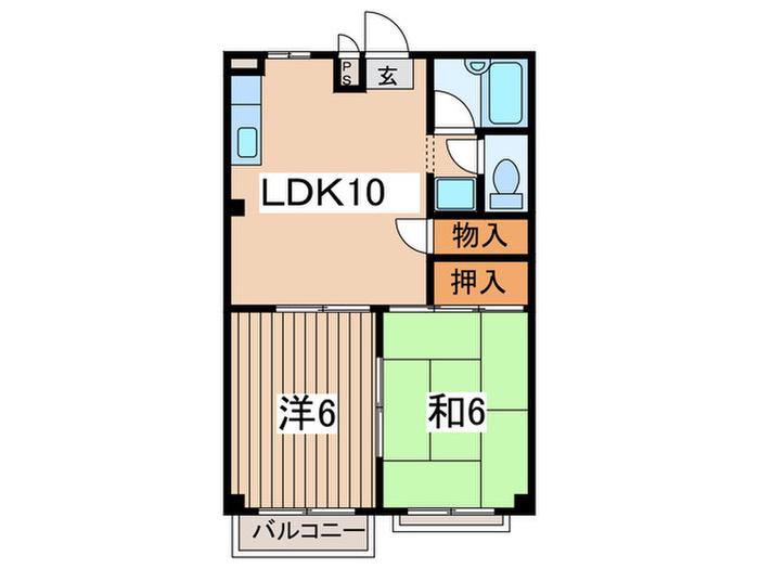 鴻和ハクエハイツ(2LDK/3階)の間取り写真