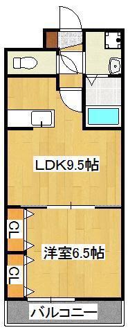 コスモス浅川学園台(1LDK/2階)の間取り写真
