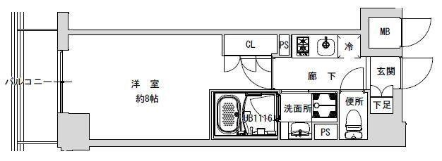 プライマル千石(1K/10階)の間取り写真