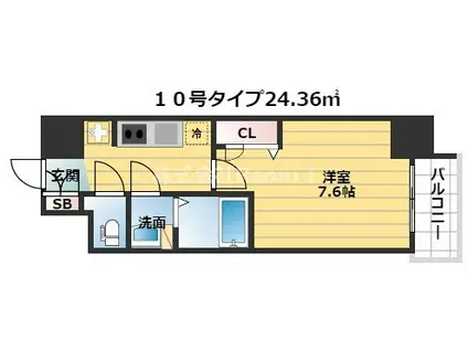 プレサンス堺筋本町センティス(1K/12階)の間取り写真