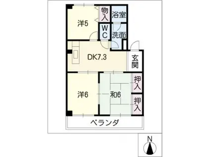 アルテール鹿島(3DK/3階)の間取り写真