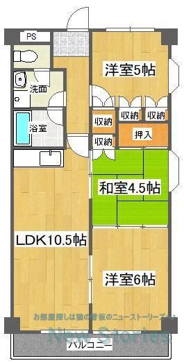 第19柴田マンション(3LDK/5階)の間取り写真