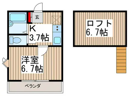 アスコットハイム(1K/2階)の間取り写真