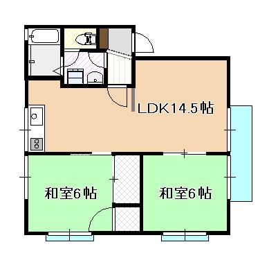 クレセント21(2LDK/1階)の間取り写真