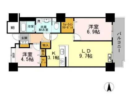 品川シーサイドビュータワーI(2LDK/21階)の間取り写真