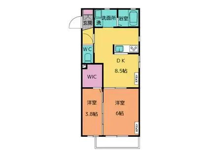 コーポみえ高角(2DK/1階)の間取り写真