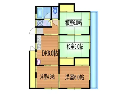 第2スカイコーポ(4DK/2階)の間取り写真