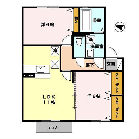 ドエル池の内(2LDK/1階)の間取り写真