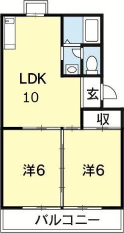 ハイツスズエ(2LDK/3階)の間取り写真