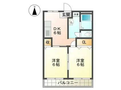 エトワール(2DK/2階)の間取り写真