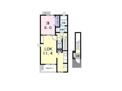 ユニヴェール(1LDK/2階)の間取り写真