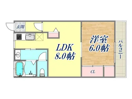 ふじマンション(1LDK/2階)の間取り写真