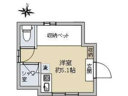 FLATQ(ワンルーム/1階)の間取り写真