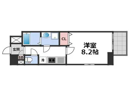 ピアグレース上本町(1K/14階)の間取り写真