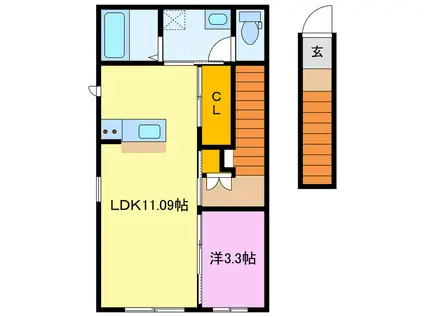 RAMBLE A棟(1LDK/2階)の間取り写真