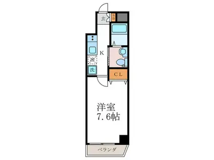 K CASA大宮(1K/3階)の間取り写真