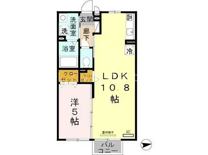 セブンレーヴ(1LDK/2階)の間取り写真