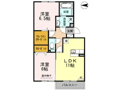 プランノールAB棟(2LDK/2階)の間取り写真