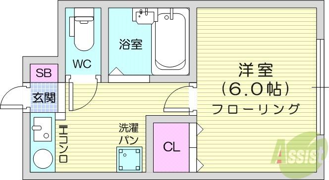 メゾン落合(1DK/1階)の間取り写真
