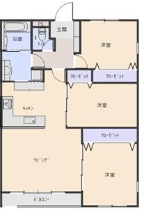 ノースアベニュー紫塚III(3LDK/2階)の間取り写真