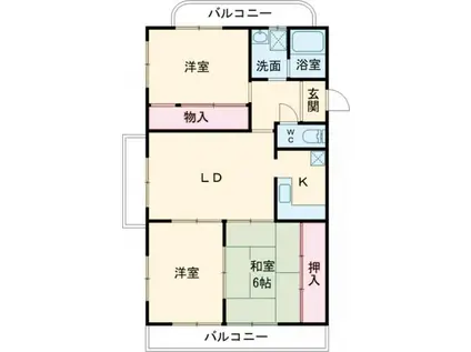 ユートピアタウンII(3LDK/2階)の間取り写真