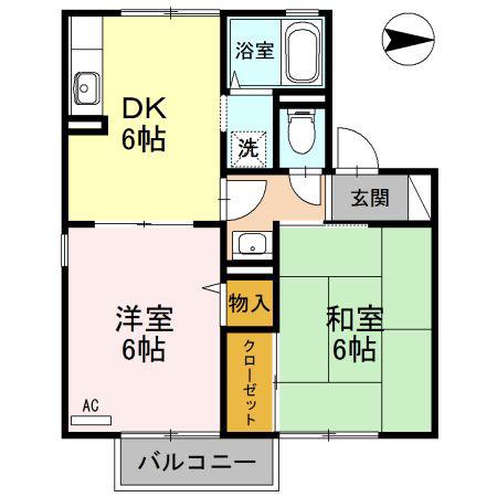 レジデンス・ヒロ(2DK/2階)の間取り写真