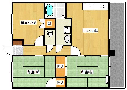 キャッスルハイムたちばな(3LDK/3階)の間取り写真