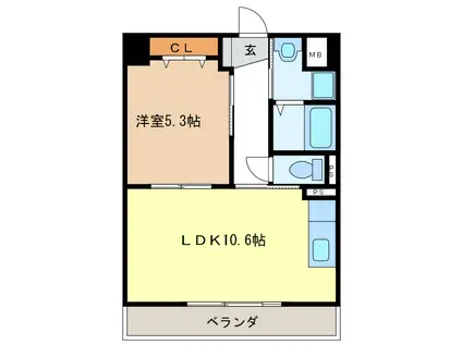 塔世西裏MSビル(1LDK/4階)の間取り写真