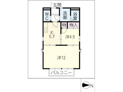 ファミール102(2K/2階)の間取り写真